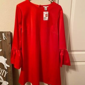 H&M Red Long Sleeve - FAUX SATIN